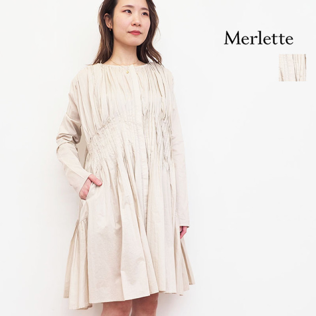 Merlette マーレット MARTEL PLEATED フロントプリーツワンピース マーテル 3710300030 ギャザー ティアード  チュニック | ワンピース 23SS 春夏